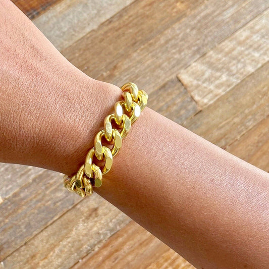 18k matte gold curb chain bracelet