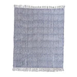 Handloom Cotton Throw w Blue Block Print