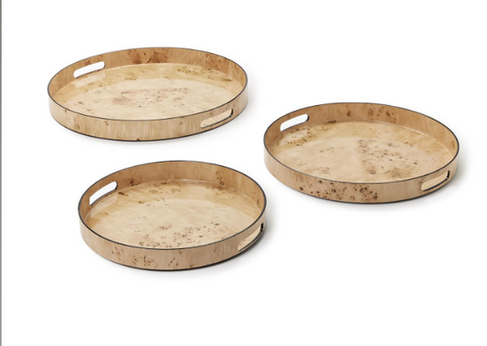 Burled Wood Pattern Round Tray