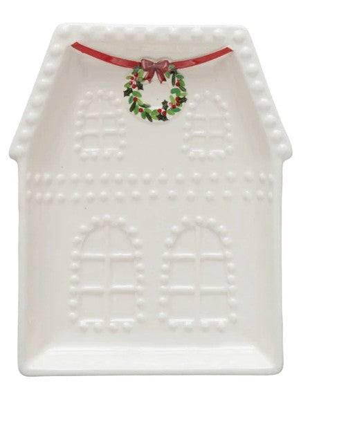 Embossed Stoneware House Plate