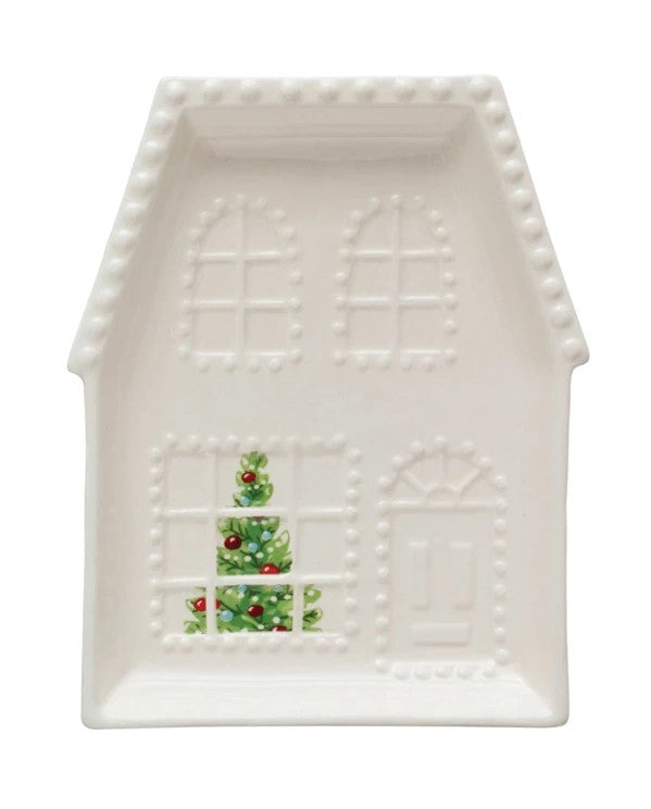 Embossed Stoneware House Plate
