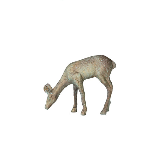 Cast Aluminum Deer, Gold Verdigris Finish, 10"L x 3"W x 8"H