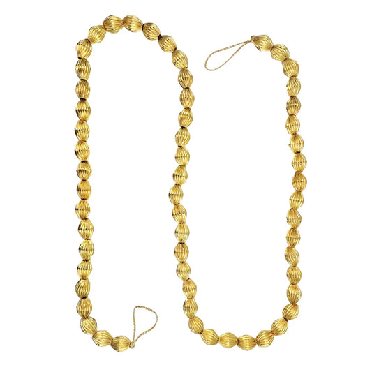 72"L x 1"H Electroplated Metal Pleated Bead Garland, Gold Finish