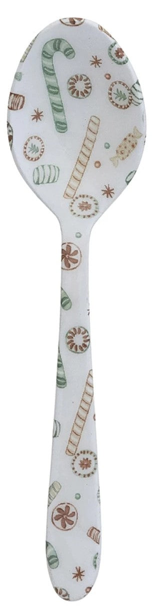 Enameled Stainless Steel Spoon with Holiday Pattern