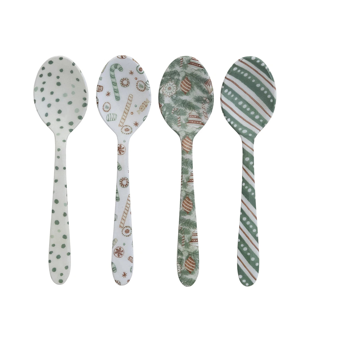 Enameled Stainless Steel Spoon with Holiday Pattern