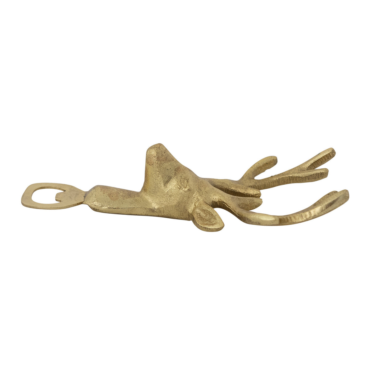 Cast Aluminum Deer Head Shaped Bottle Opener, Gold Finish