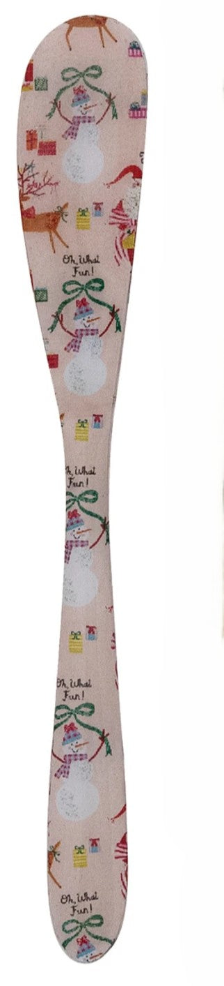Enameled Stainless Steel Canape Knife with Holiday Pattern