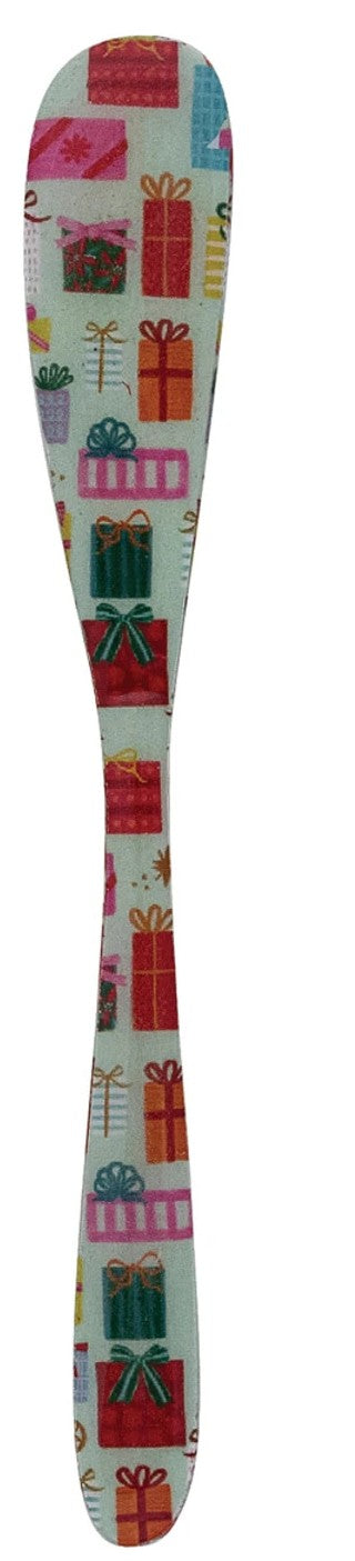 Enameled Stainless Steel Canape Knife with Holiday Pattern