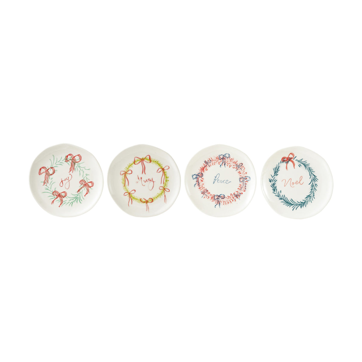 Stoneware Plate with Holiday Wreath & Word