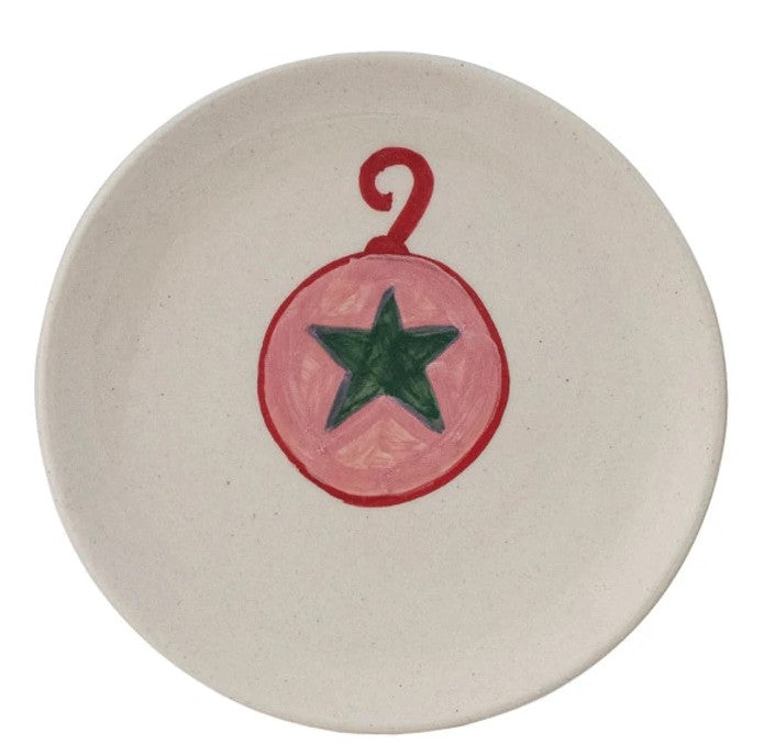 Hand-Painted Stoneware Plate with Holiday Image