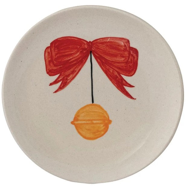 Hand-Painted Stoneware Plate with Holiday Image