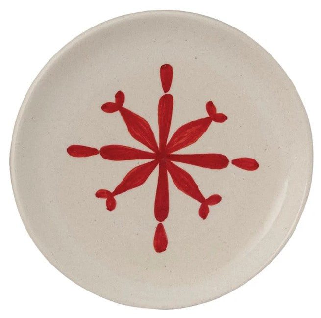 Hand-Painted Stoneware Plate with Holiday Image