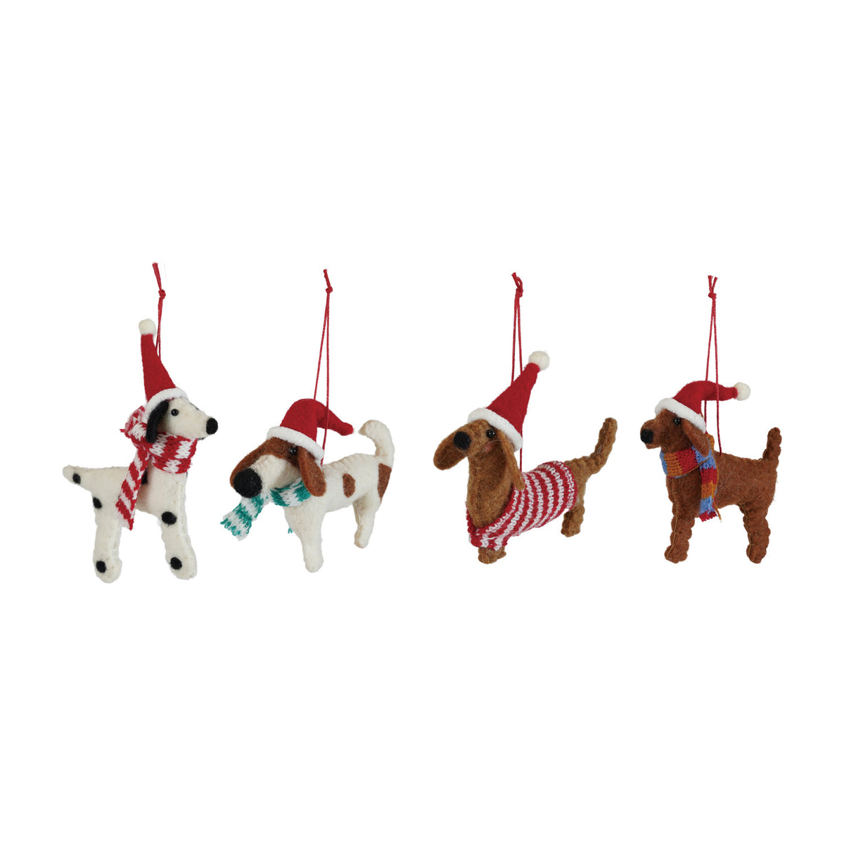 Wool Felt Dog in Hat & Scarf/Sweater Ornament