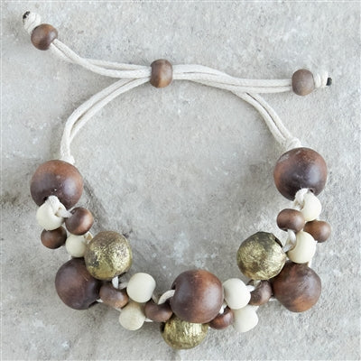 Sula Bracelet - Leather, Wood, & Brass