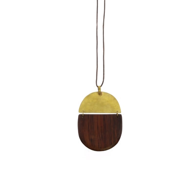 Mariposa Pendant, Brass & Wood Linked - Capsule