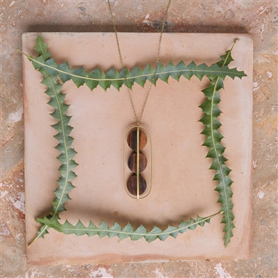 Ocotillo Pendant - Brass & Wood Caged