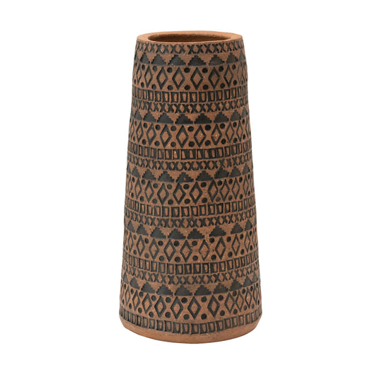 Handmade Debossed Terracotta Vase