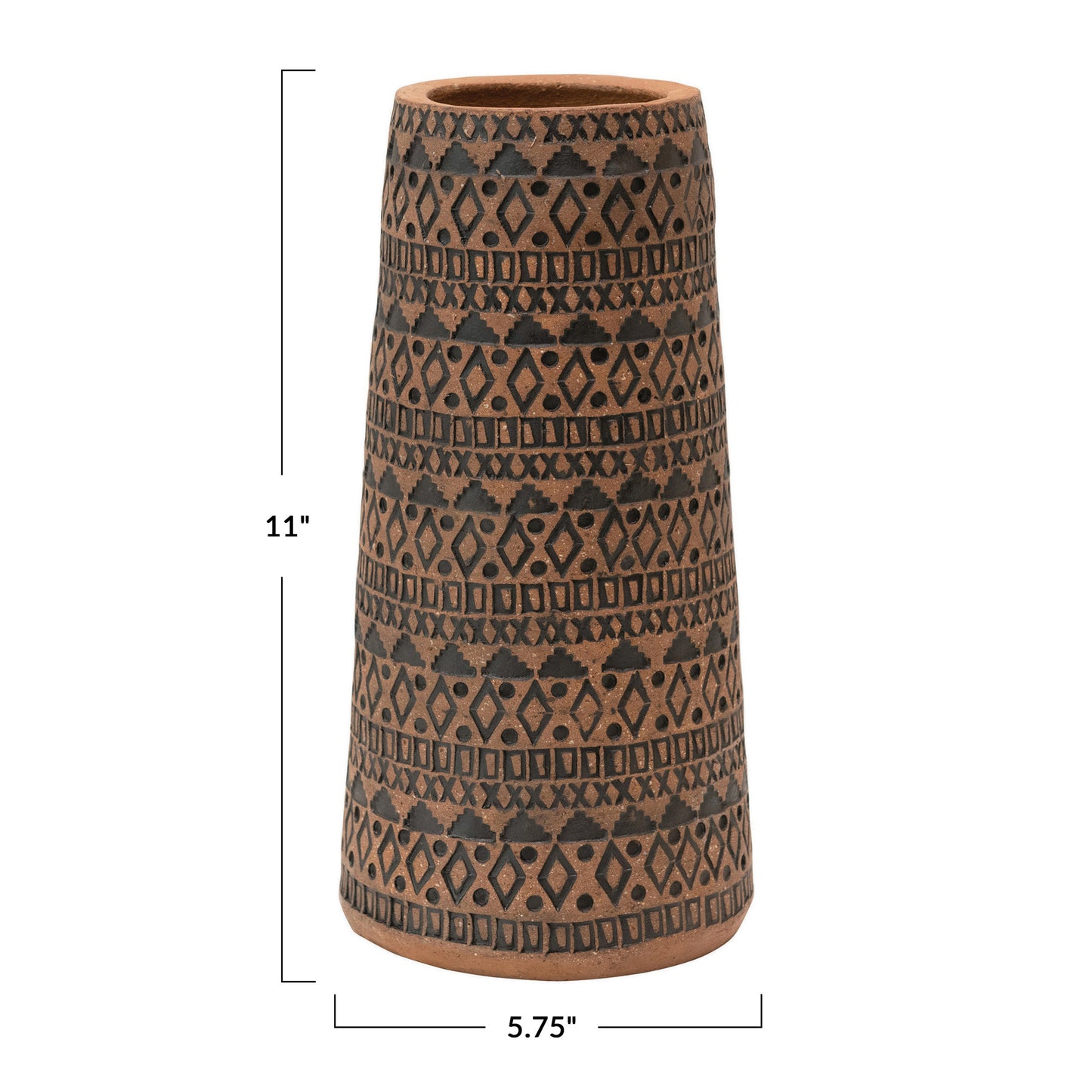 Handmade Debossed Terracotta Vase