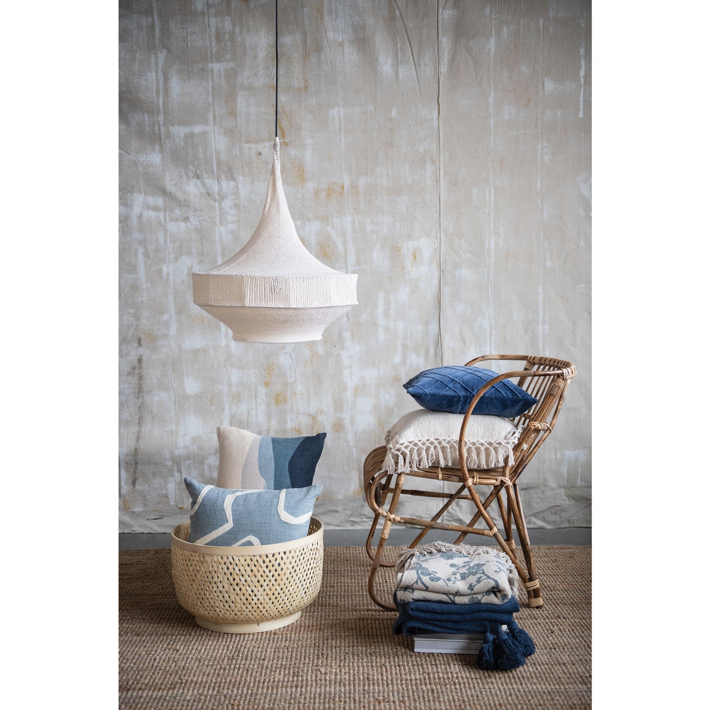 Woven Knit Fabric Pendant Lamp