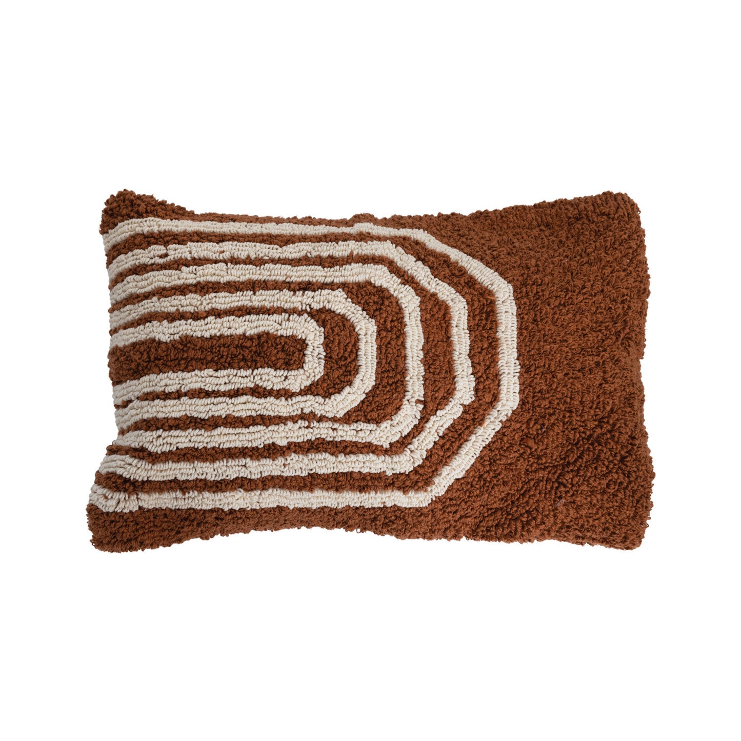 Cotton Tufted Lumbar Pillow w/ Geometric Design, Polyester Fill