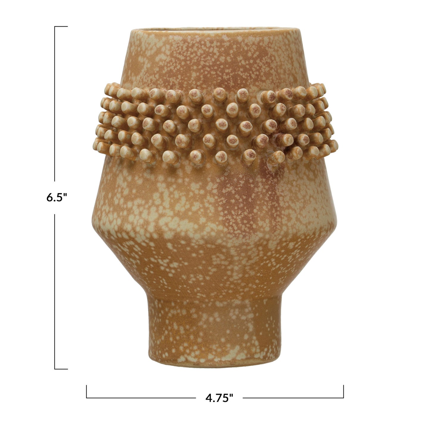 Stoneware Vase w/ Raised Dots, Reactive Glaze