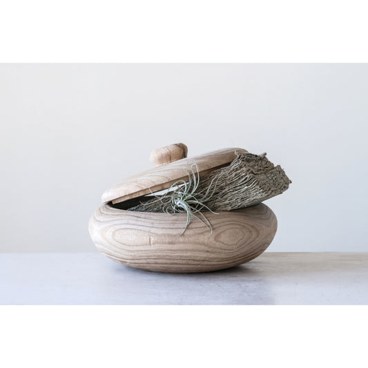 Decorative Paulownia Wood Container with Lid