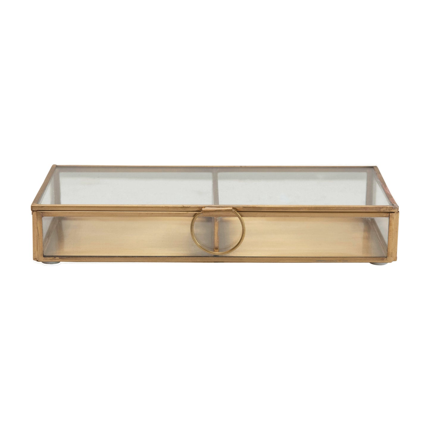 Brass and Glass Display Box w/ 2 Compartments