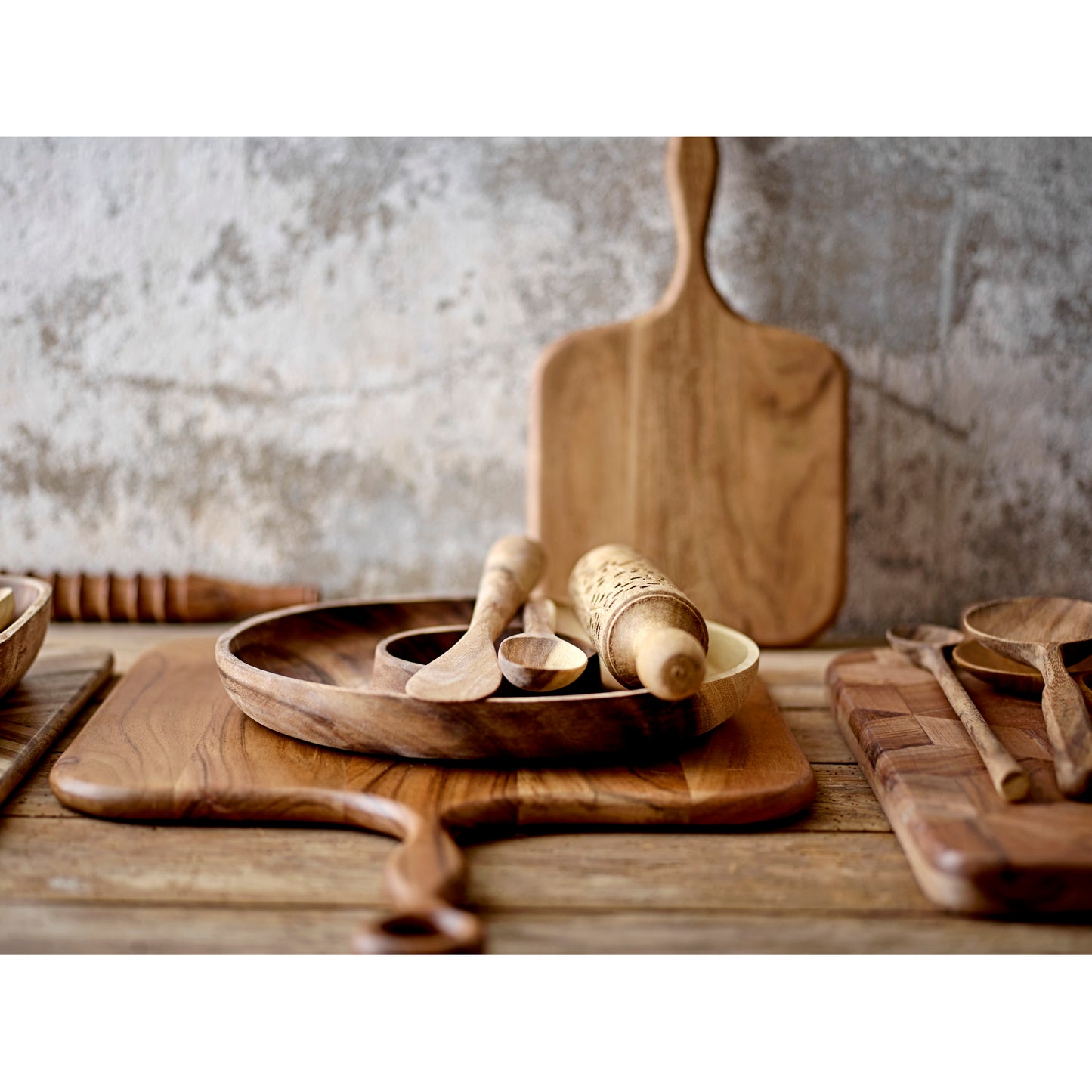 Hand-Carved Acacia Wood Standing Spoon, 2 Styles