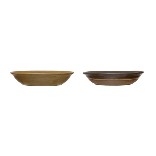 Stoneware Bowl with Reactive Glaze, 2 Colors