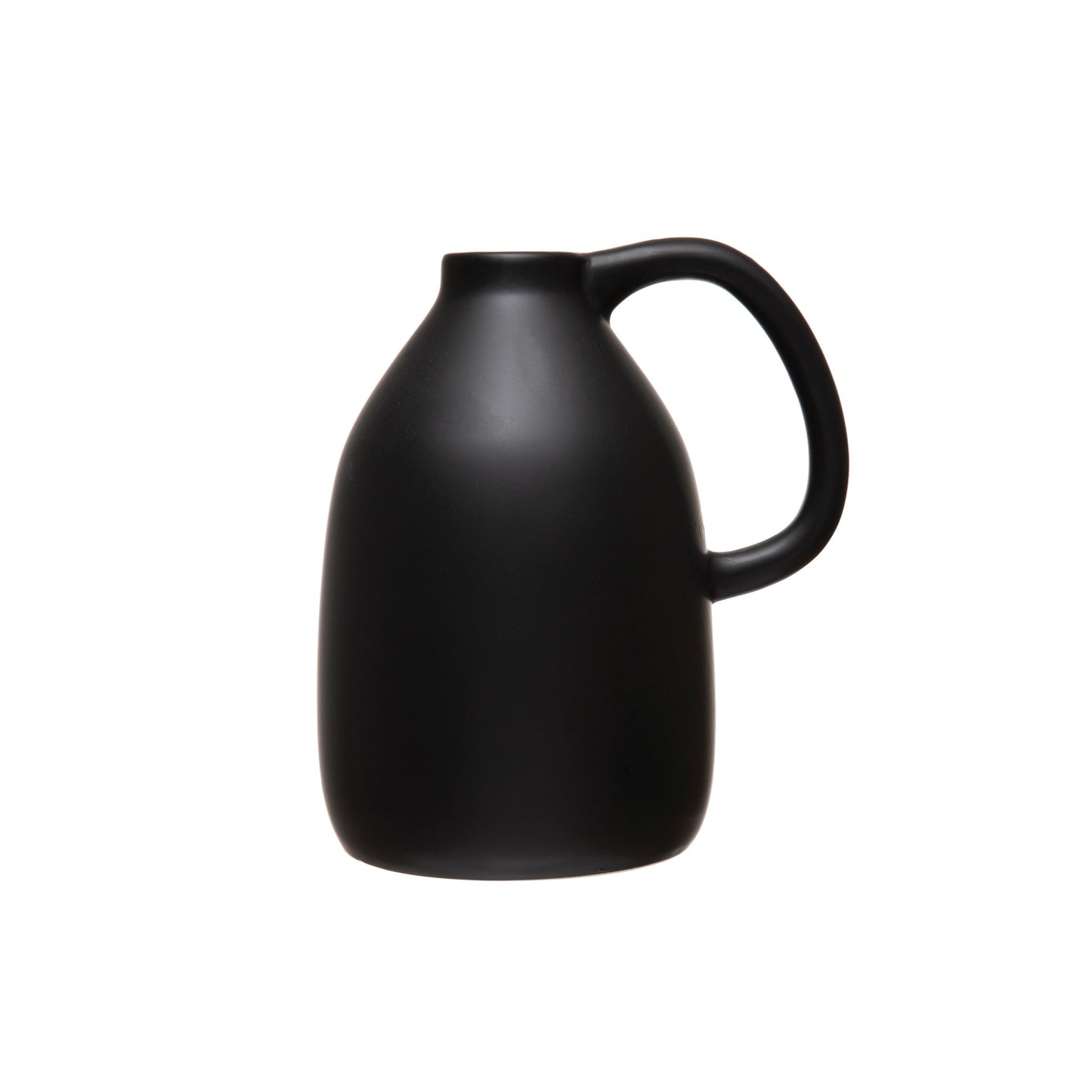 Ceramic Vase with Handle, Matte Black