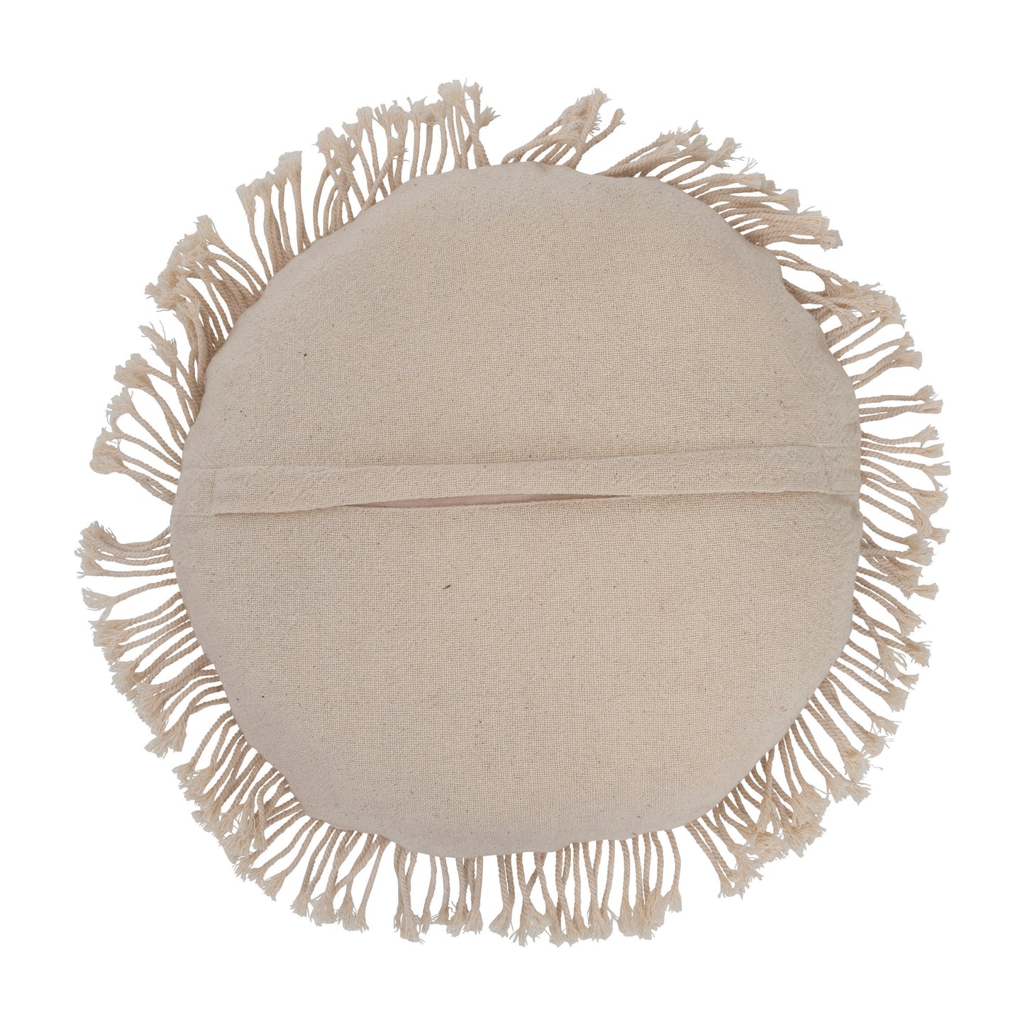 Hand-Woven Cotton and Jute Macrame Pillow with Fringe
