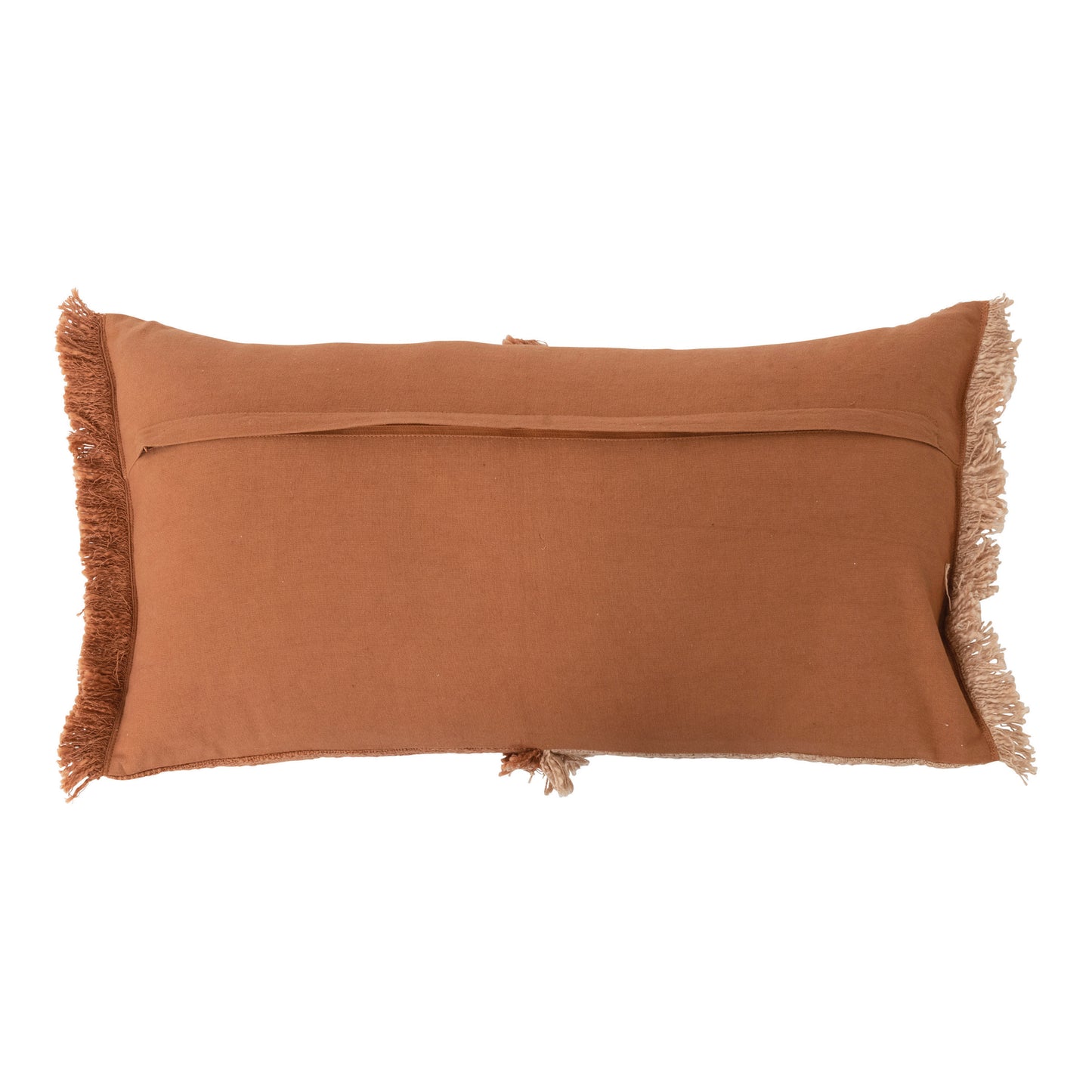 28" x 14" Woven Cotton Lumbar Pillow with Fringe