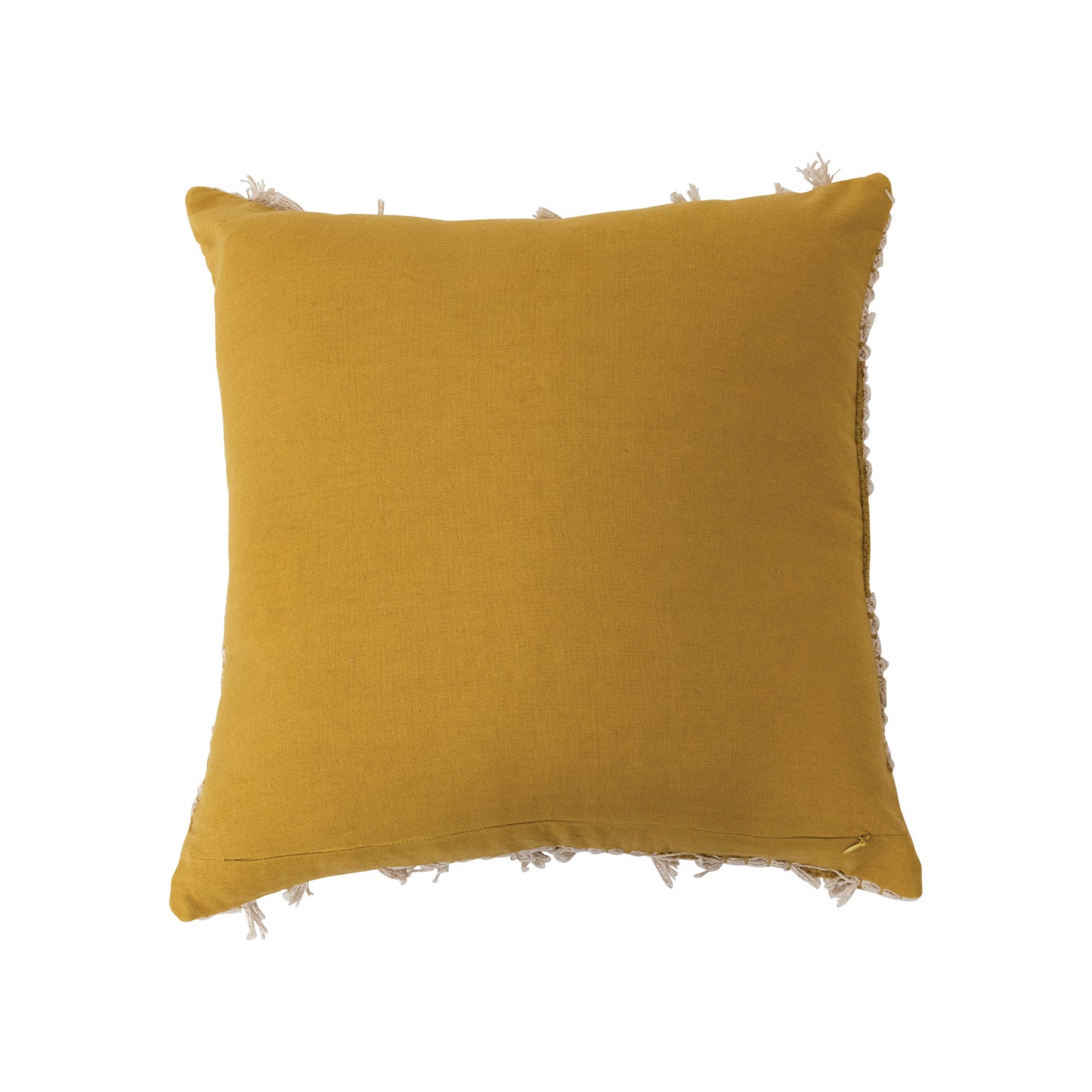 18" Woven Cotton Dhurrie Pillow with Fringe