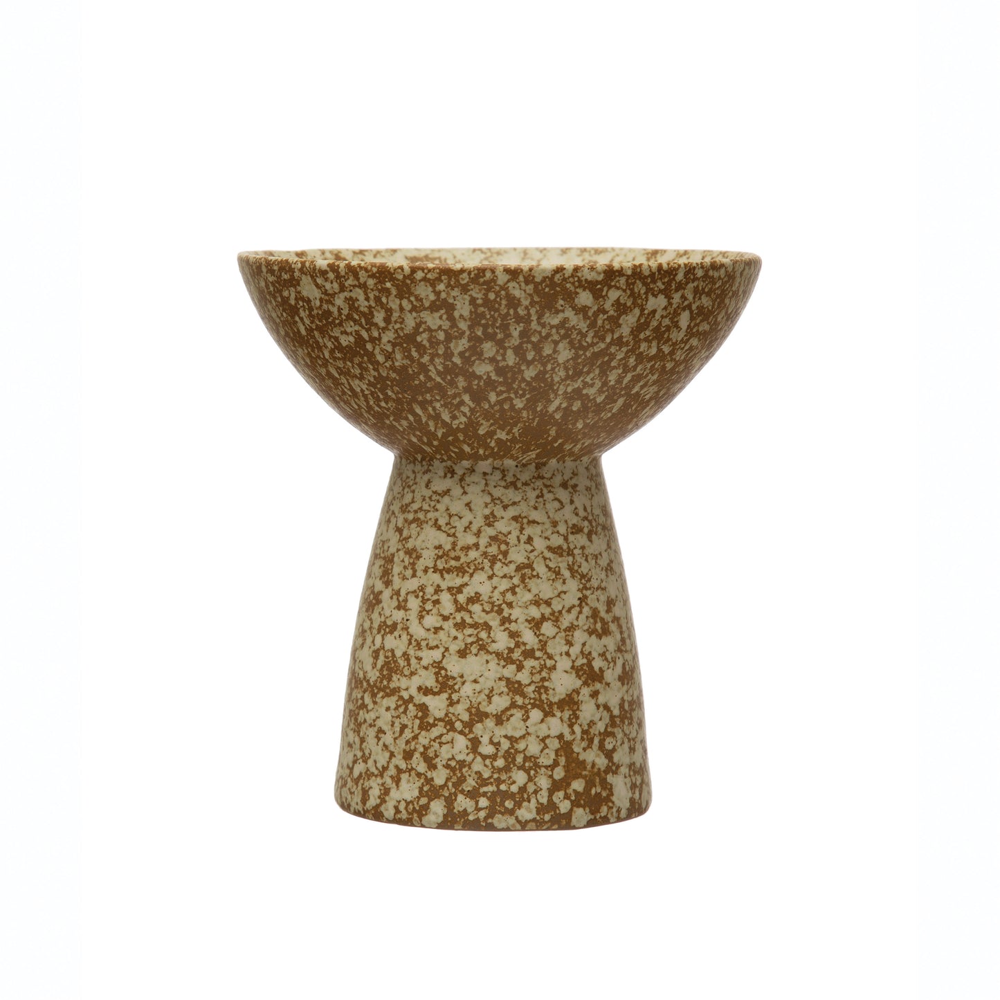 Stoneware Dish on Pedestal, Reactive Glaze