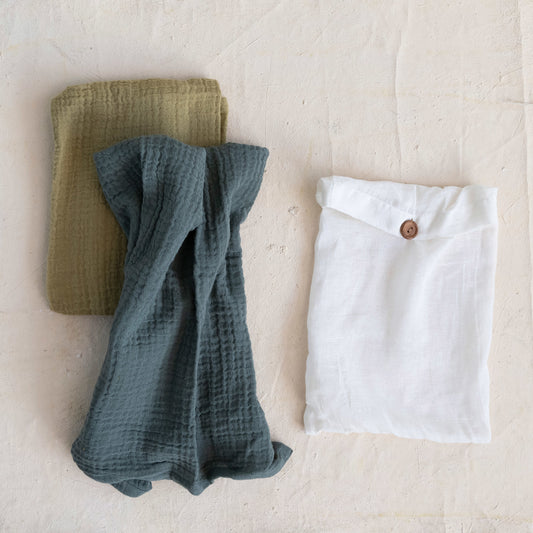 Cotton Double Cloth Tea Towels, Set of 2 in Bag