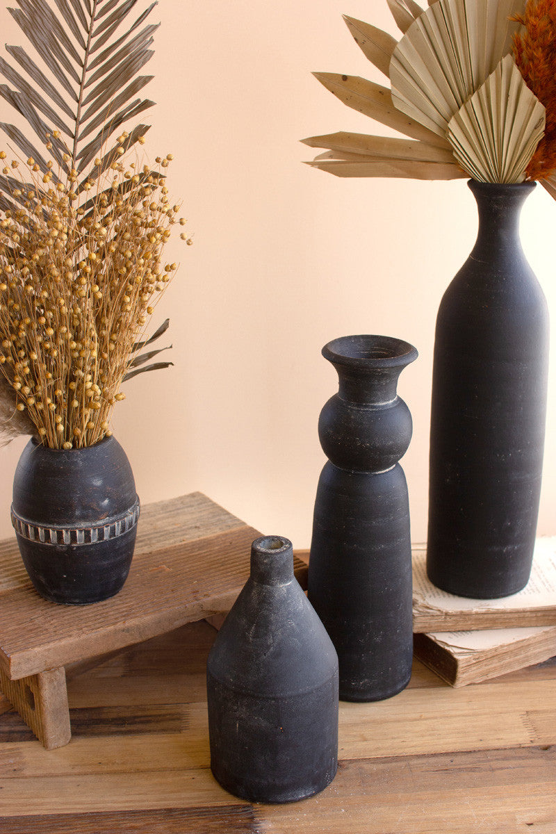 Modern Black Clay Vase