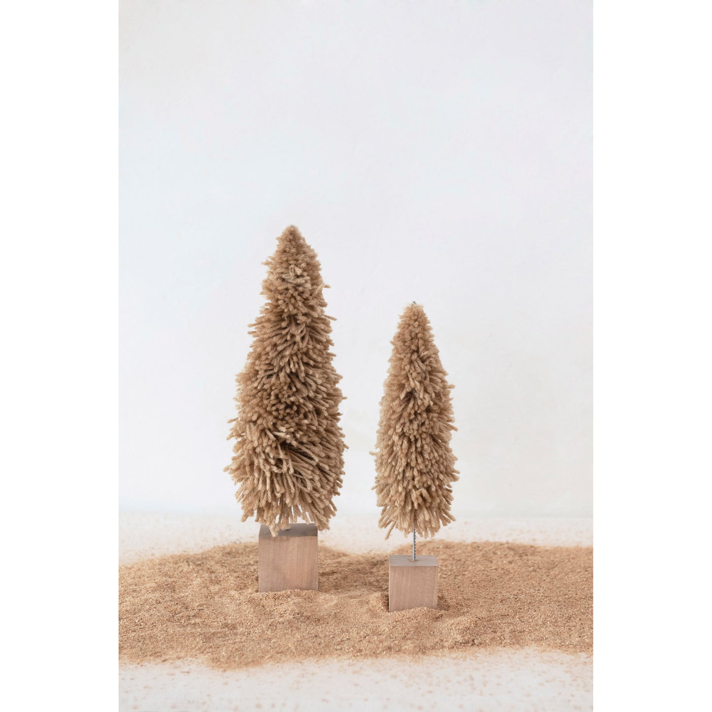 3" Round x 11-3/4"H Fabric Yarn Tree with Wood Block Base