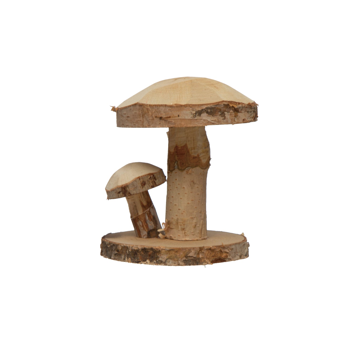 Hand-Carved Oak Wood Mushrooms