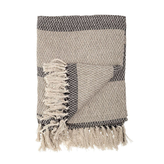 This is the perfect throw. A 63"L x 51"W Recycled Cotton Blend Knit w/ Fringe & Stripe will keep you warm and make a statement at the same time.