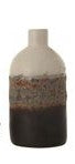 Textured Brown & White Stoneware Vase with Ombre Reactive Glaze Finish