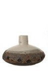 Textured Brown & White Stoneware Vase with Ombre Reactive Glaze Finish