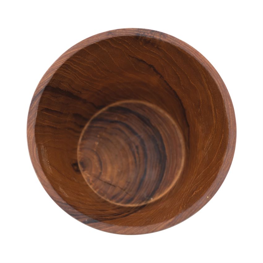 This 8-1/2" Round x 8-1/2"H 2 Quart Teakwood Ice Bucket/Container makes the perfect Boho statement at your next holiday gathering. Use as an ice bucket on the bar or add your favorite plant baby for a unique statement.