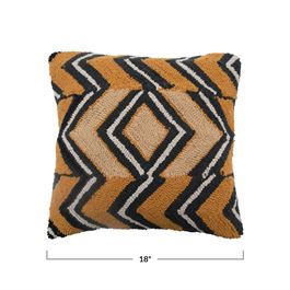 This 18" Square Cotton Punch Hook Pillow with Multi Color Zig Zag pattern adds a bit of funkiness to your Home Décor. Add to your family room couch or den.
