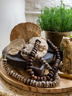 Bone Beads are perfect for a night on the town or use them in your home decor.  Put them around a vase or lamp or just lay with other unique finds. Patterns vary.