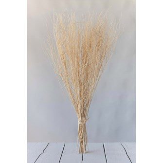 The approximately 40"H Dried Natural Jute Stick Bunch brings your home back to the country farm.  Group in your favorite pot or vase and accent with a colored ribbon or leather.