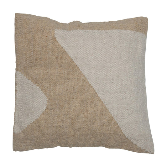 Add a touch of Casual Elegance to your living space with this 20" Square Woven Cotton & Wool Kilim Pillow in a Cream Color & Beige color.